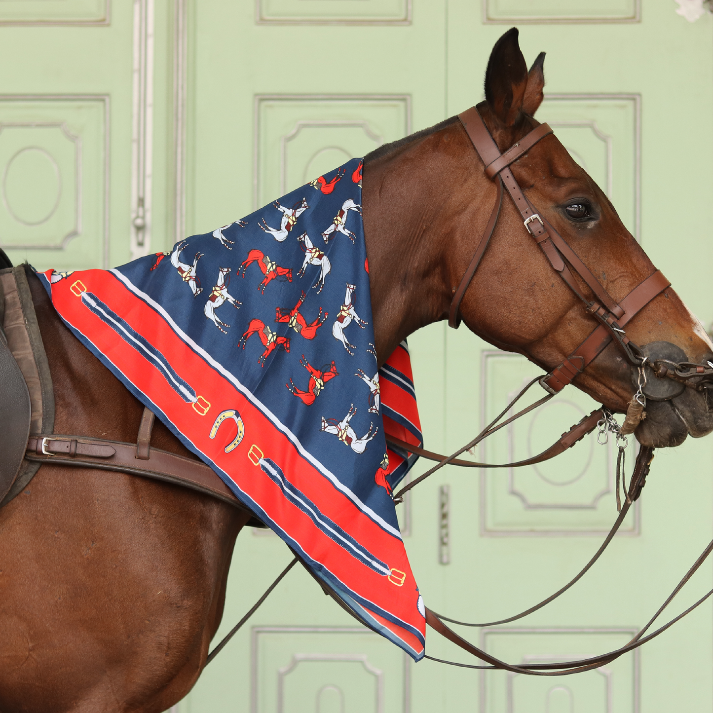 Khatu Red Blue Horse Scarf