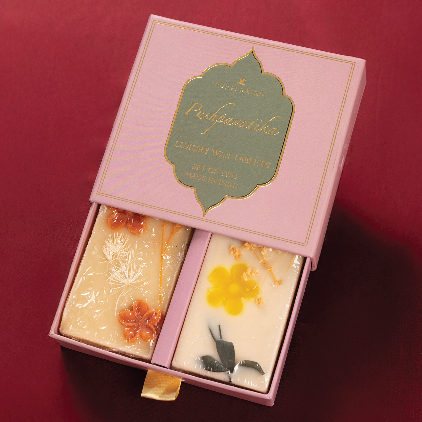 Purple Bird Pushpavatika Luxury Wax Tablet - Indian Rose (Set of Two)