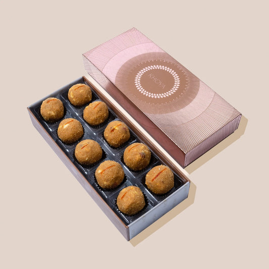 Khoya Roasted Besan Ladoo - Mithai Box (Box of 10)