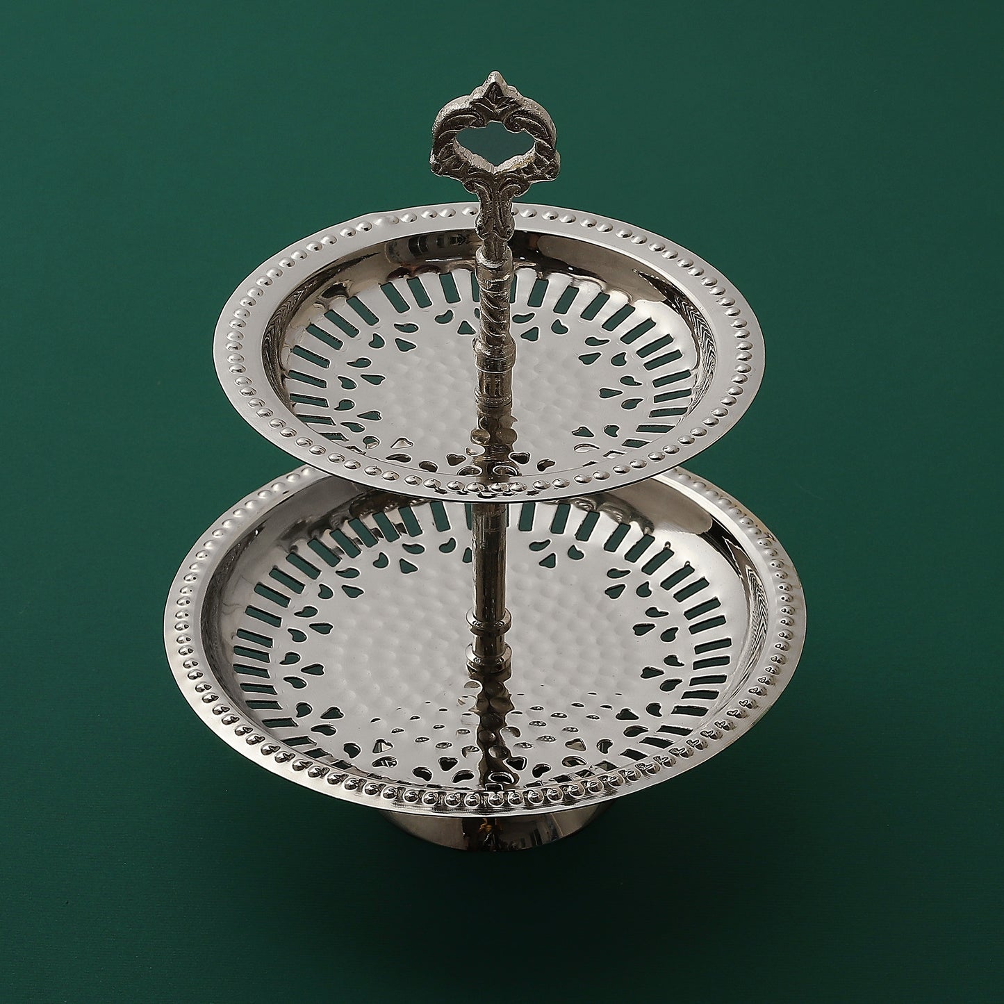 Purple Bird Silver Plated 'Jashn' Two-Tier Serving Stand