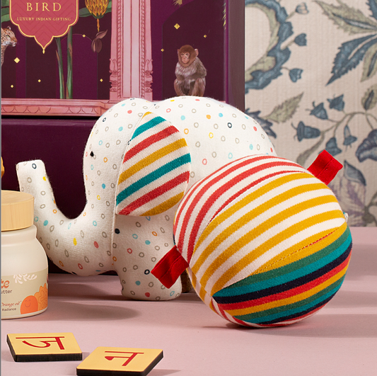 Shumee Ele & Ball Baby Rattle Organic Plush Soft Toy