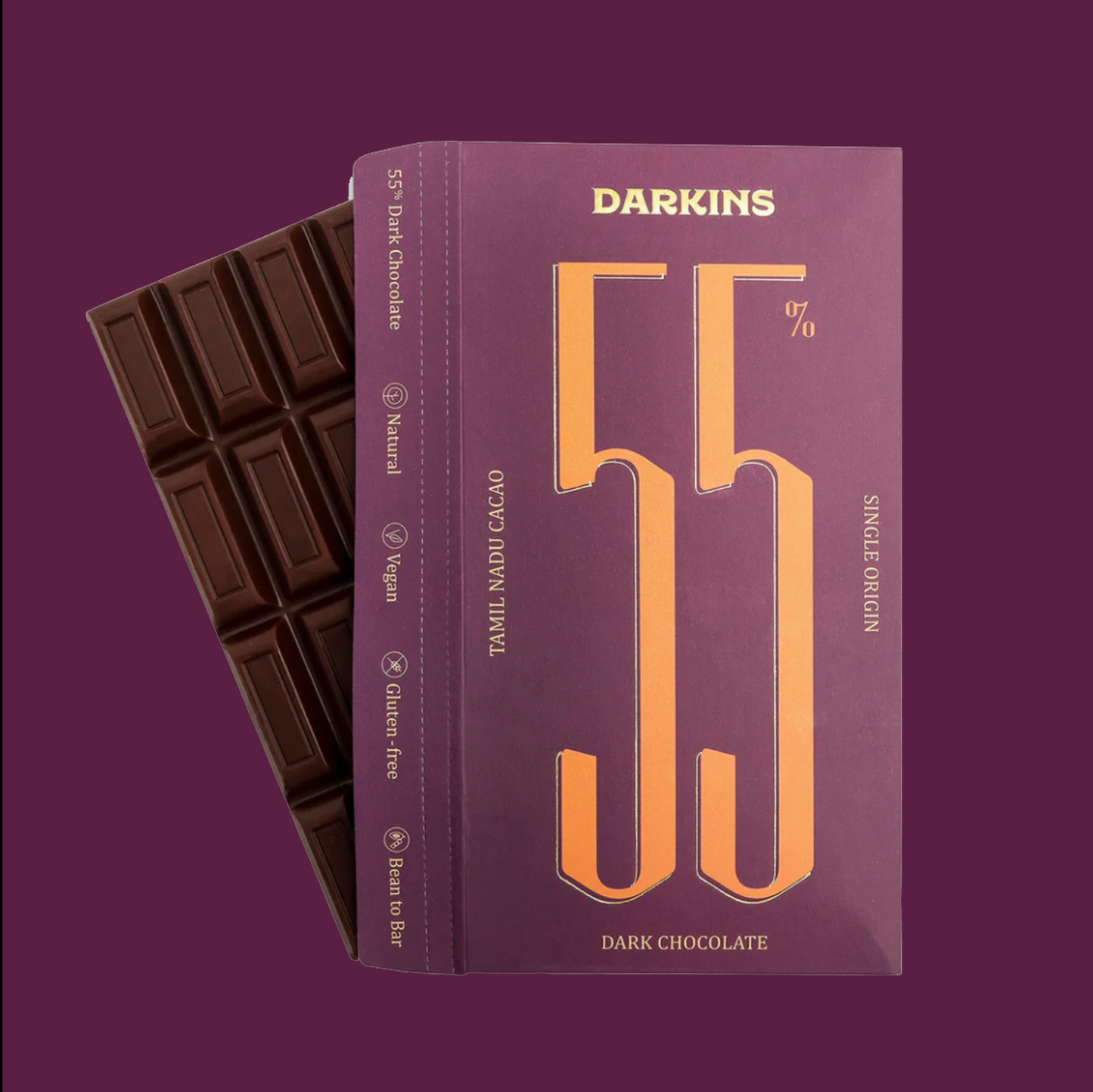 Darkins 55% Dark Chocolate Single Origin Cacao from Tamil Nadu